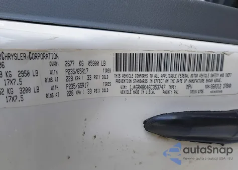 2006 Jeep Grand Cherokee Laredo from USA, damaged, VIN 1J4GR48K46C353747